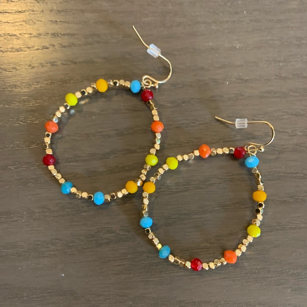 Gold Multi Color Drop Earring - Picture 2 of 3
